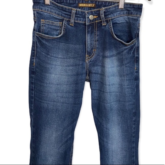 Run & Fly Made in England Flare Dark Wash Flare Jeans - Picture 11 of 14